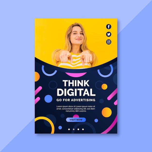 Free Vector | Think digital flyer print template