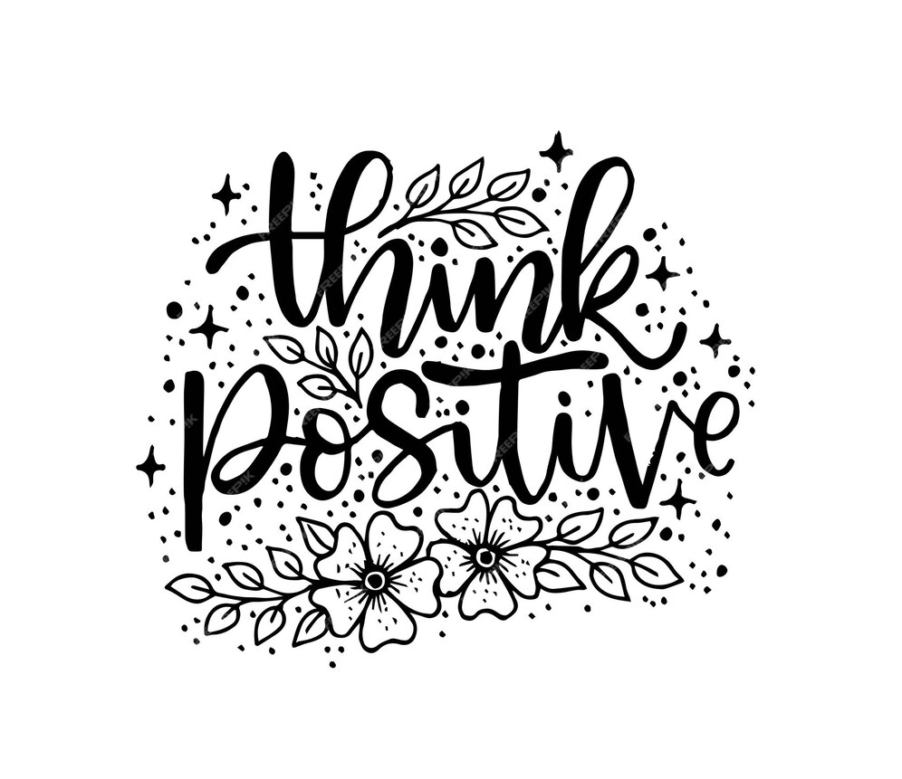 Premium Vector Think Positive Hand Lettering Typography Poster 7634