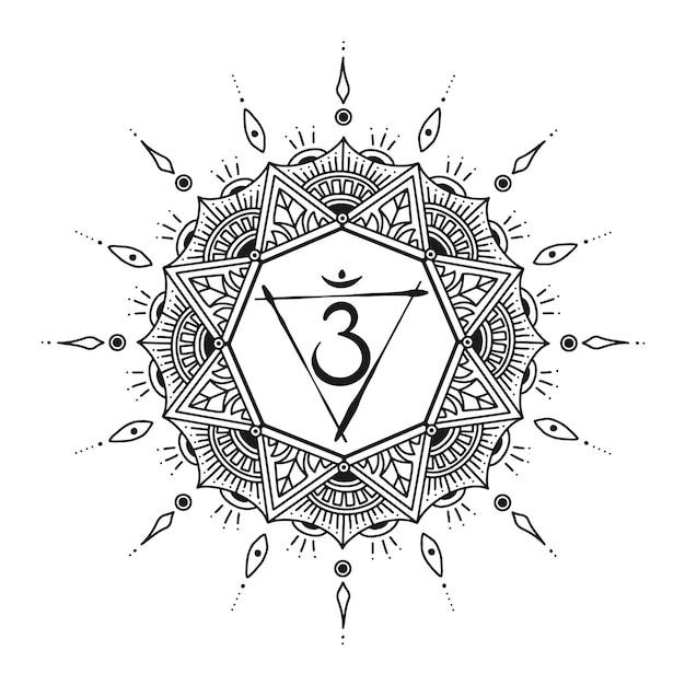 Premium Vector | Third eye mandala design. coloring book or t-shirt print.