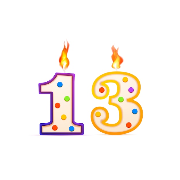 Premium Vector | Thirteen years anniversary, 13 number shaped birthday ...