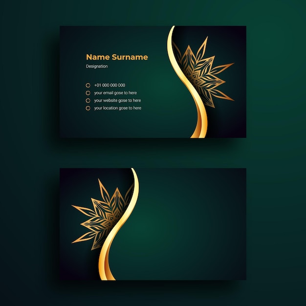 This is luxury business card design template with luxury ornamental mandala arabesque background Pre