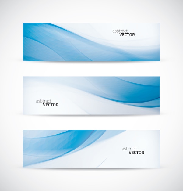 Premium Vector | Three abstract blue business wave banner header ...