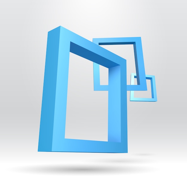 Download Three blue rectangular 3d frames | Premium Vector