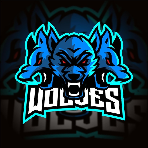 Premium Vector Three Blue Wolves Esport Gaming Logo