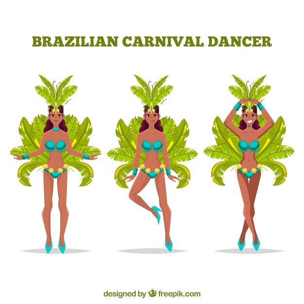 Three brazilian carnival dancers