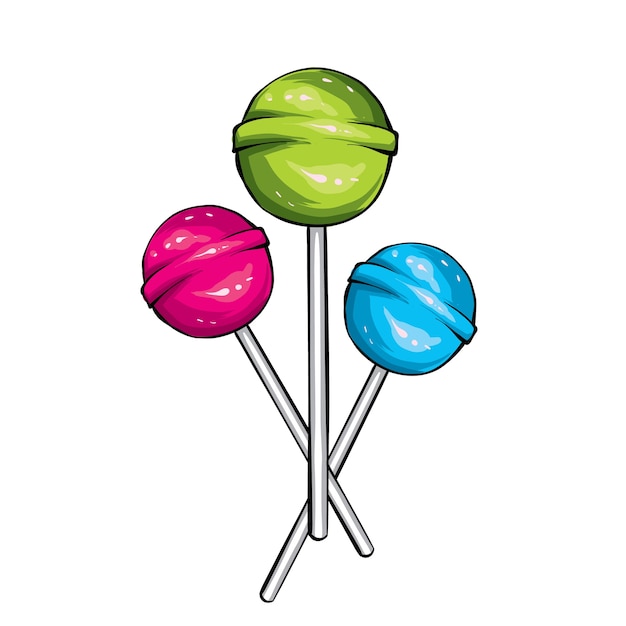 Premium Vector | Three candies on a stick.