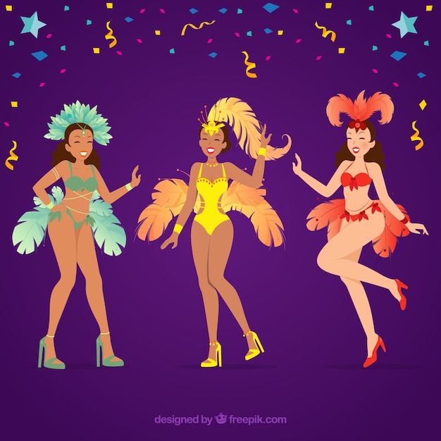 Three carnival dancers