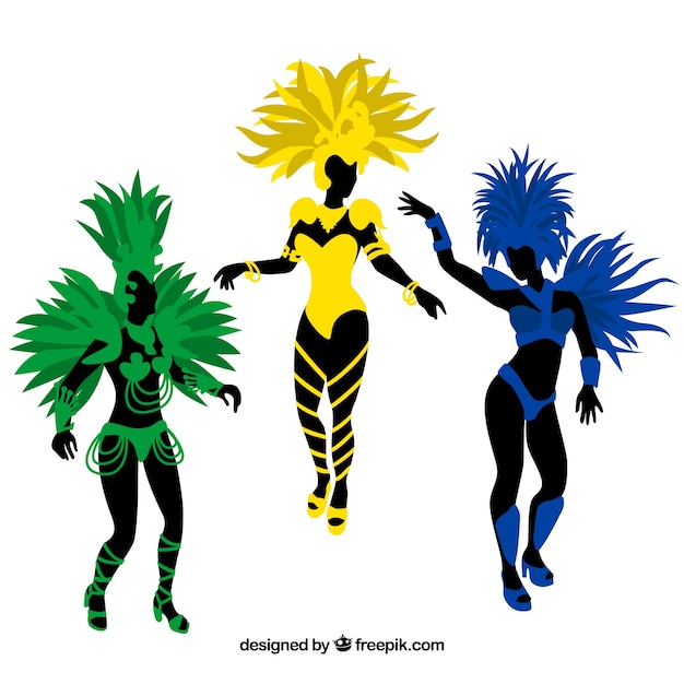 Three carnival dancers