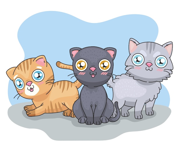 Premium Vector | Three Cats Cartoons