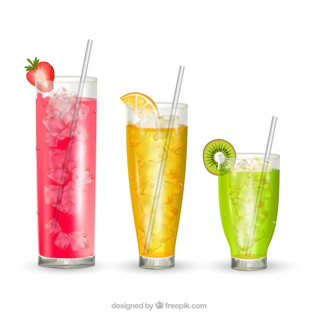 Free Vector | Three cocktails in realistic style