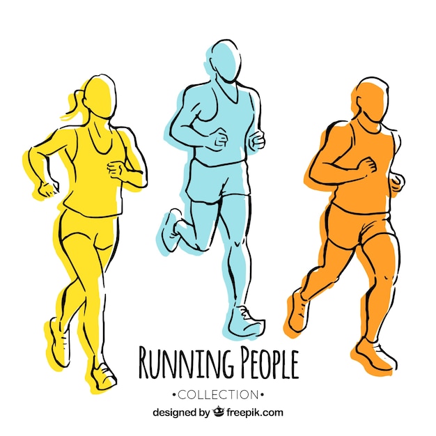 Premium Vector | Three Colored Hand Drawn Runners