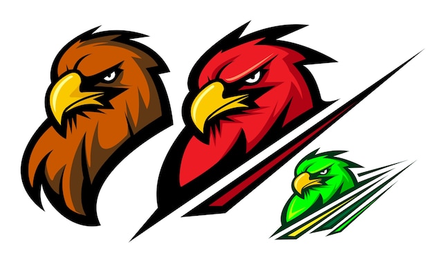 3色の鷲のマスコットロゴのイラスト プレミアムベクター