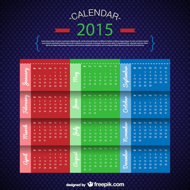 Free Vector Three colors calendar template