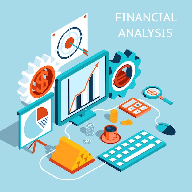 Free Vector | Three dimensional colored financial analysis concept on ...