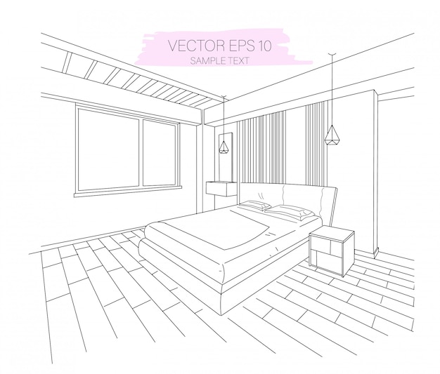 Three dimensional modern apartment sketch Premium Vector