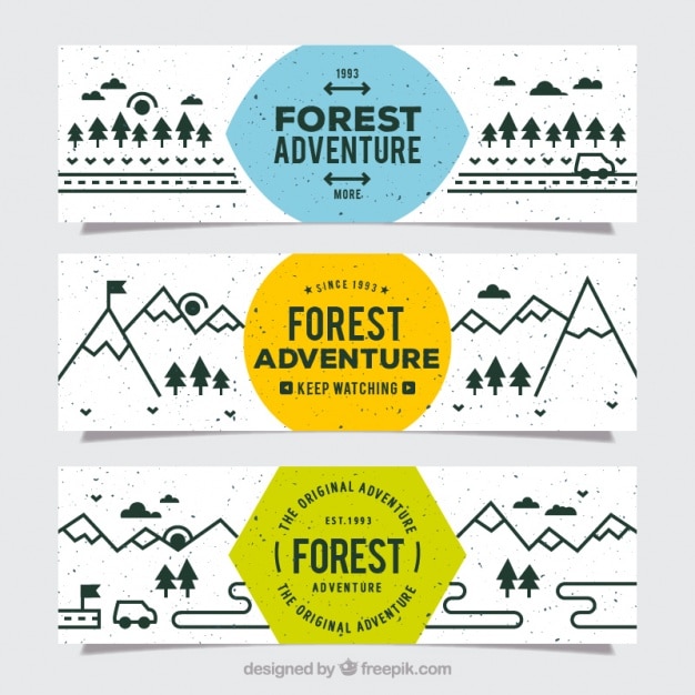 Three fantastic banners of forest
adventure