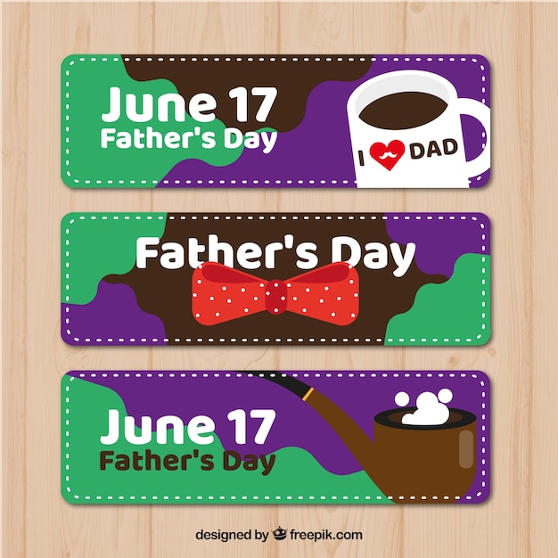 Three fathers day banners