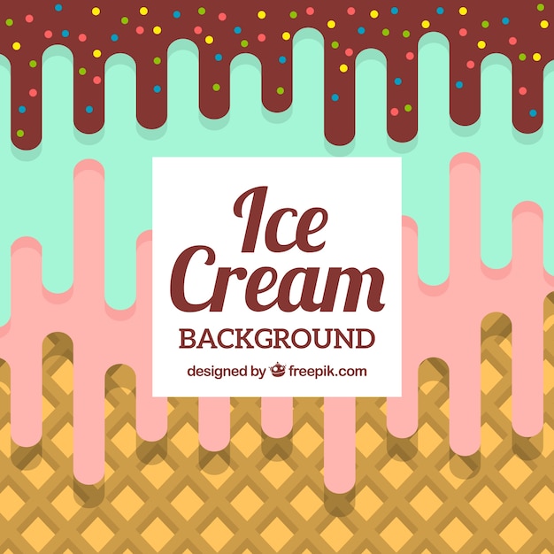 Three flavors ice cream background in flat design Free Vector