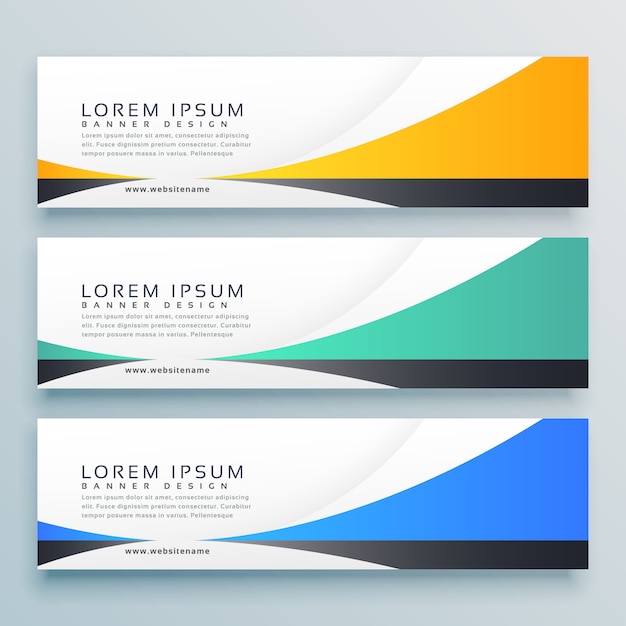 Free Vector | Three horizontal banners header vector design