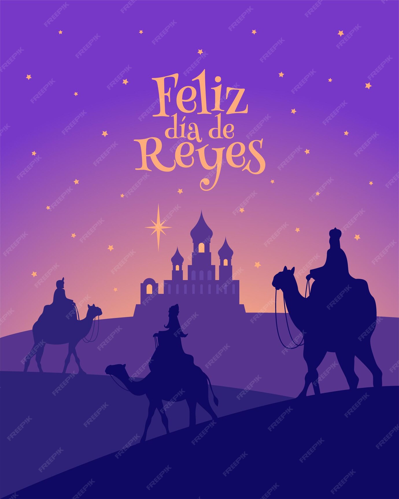 premium-vector-three-kings-day-greeting-card-kings-arriving-at-bethlehem