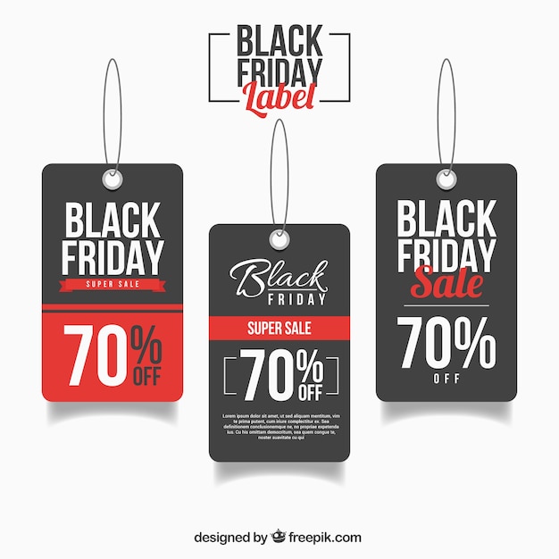 Free Vector | Three labels for black friday