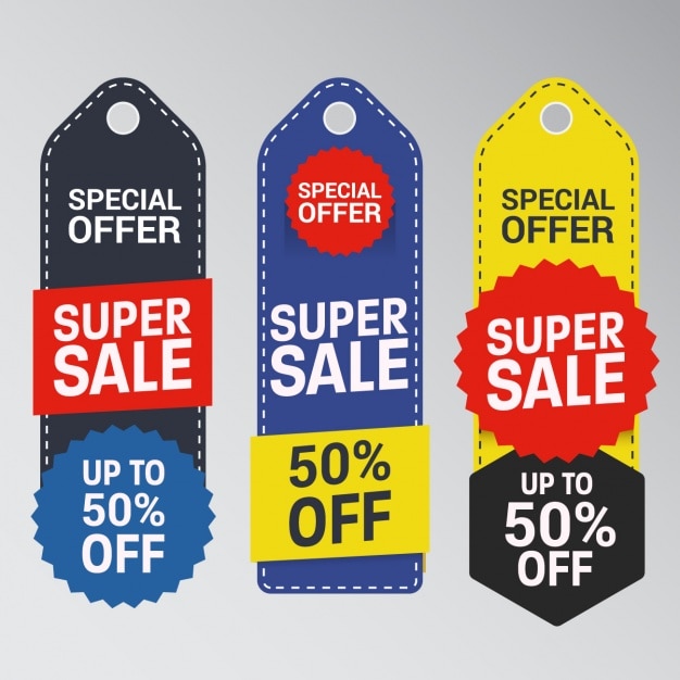 Download Three modern sale tag pack Vector | Free Download