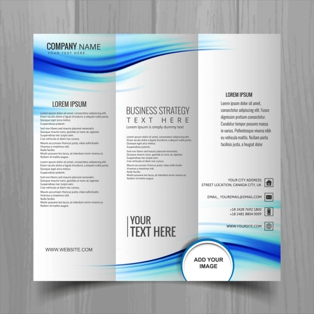 Free Vector Three part brochure, wavy style Free Vector Three part brochure, wavy style