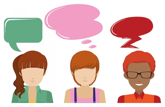 Three people with empty callouts Free Vector