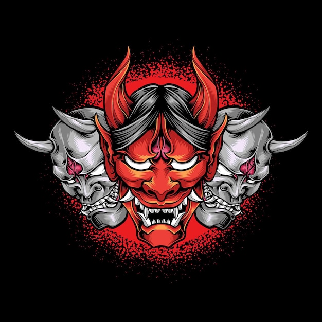 Free Vector | Three scary oni masks