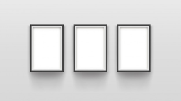 Premium Vector | Three simple frames on grey