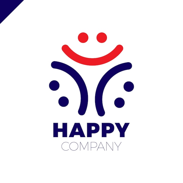 三人の笑顔の人のロゴ ハッピーコミュニティのアイコン プレミアムベクター