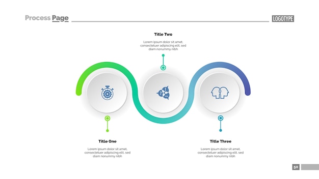 Three step process chart slide template Vector | Premium Download