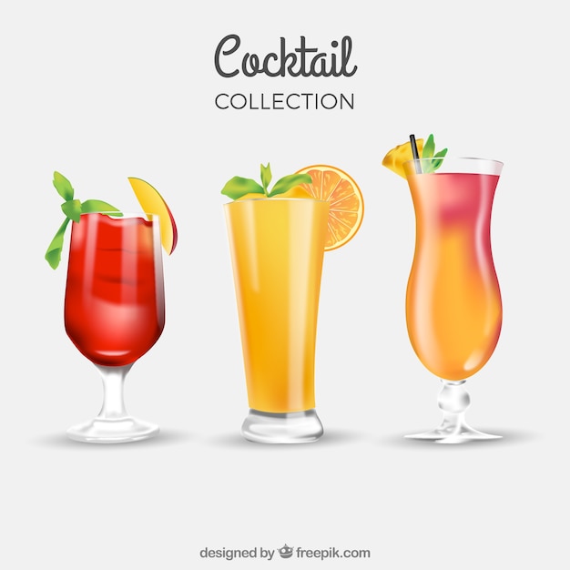 Download Three summer drinks | Free Vector