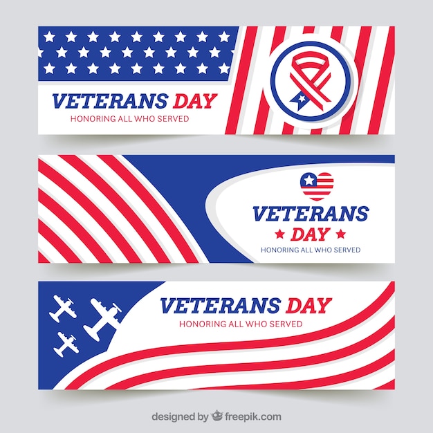 Three veterans day banners