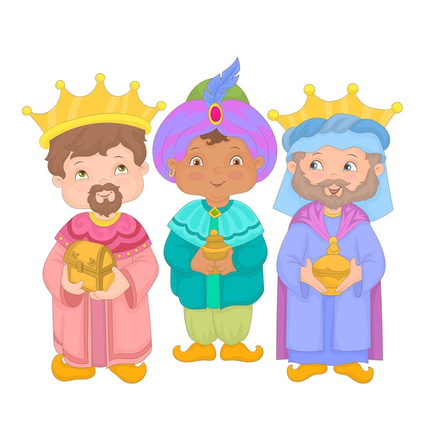 Premium Vector | The three wise men carrying gifts to the child jesus