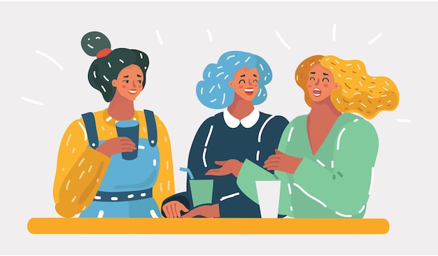 Premium Vector | Three women speaking in cafe