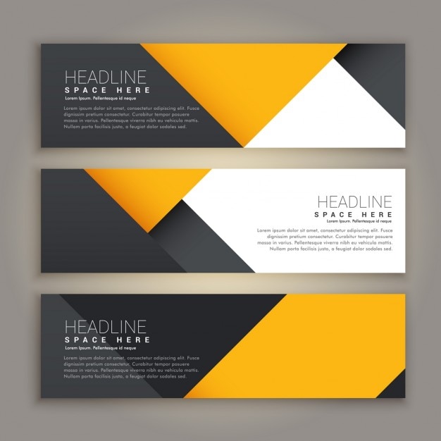 Three yellow and black geometric banners Vector | Free Download