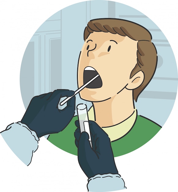 Premium Vector Throat Swab Test On Male Patient In Front View Protocol Process For Epidemic Pandemic Virus Bacteria Disease Outbreak