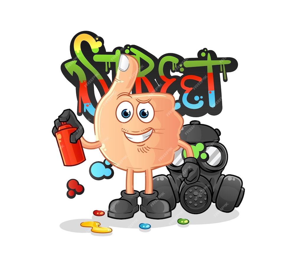 Premium Vector | Thumbs up graffiti artist vector. cartoon character