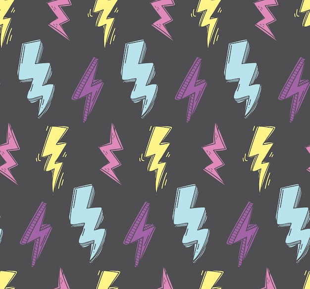 Premium Vector Thunder seamless pattern on dark