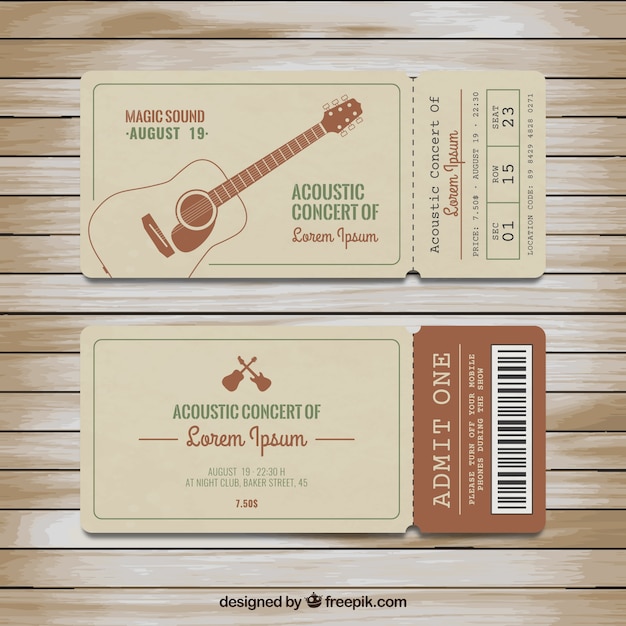 Premium Vector | Tickets For Acoustic Concert