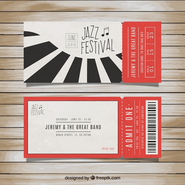 Free Vector Tickets for jazz festival