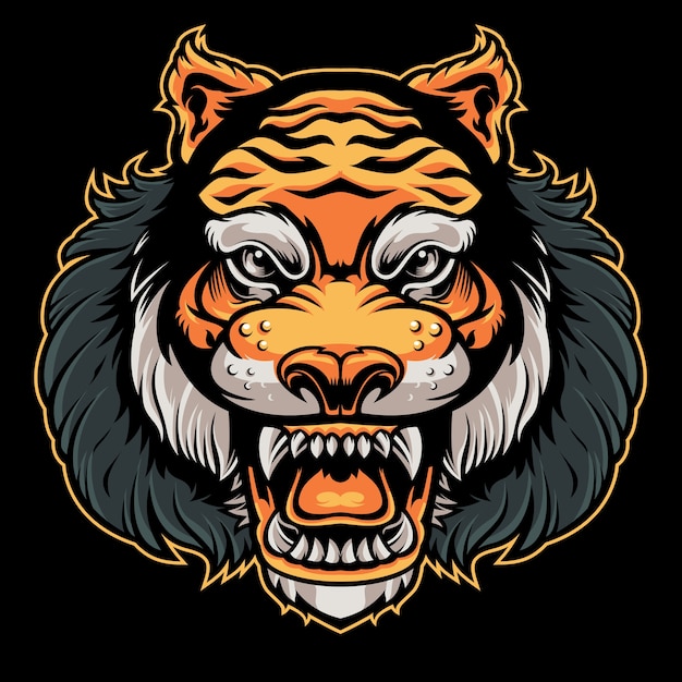 Premium Vector | Tiger head angry vector