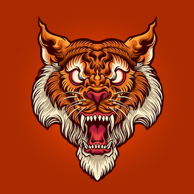 Premium Vector | Tiger head art style illustration