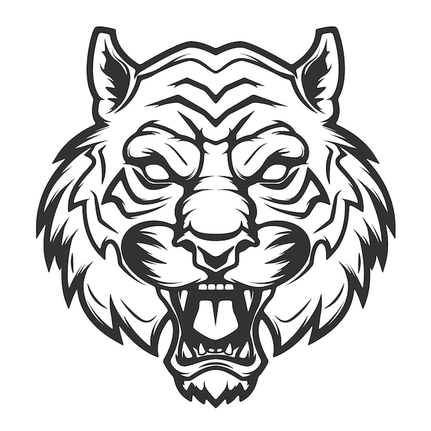 Premium Vector | Tiger head illustration on white background. images