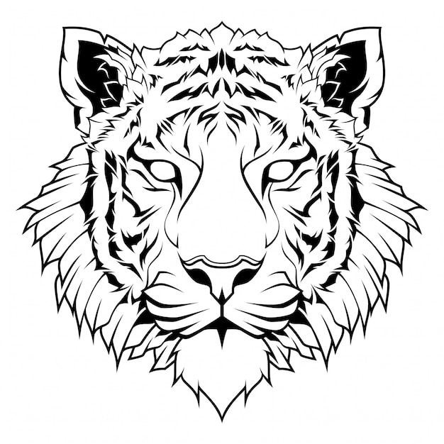 Premium Vector Tiger head line art illustration