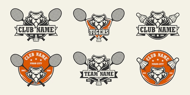 Premium Vector Tiger Head Sport Logo Set Of Badminton Logos
