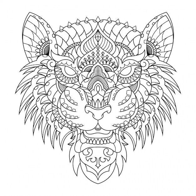 Download Premium Vector | Tiger illustration, mandala zentangle in ...