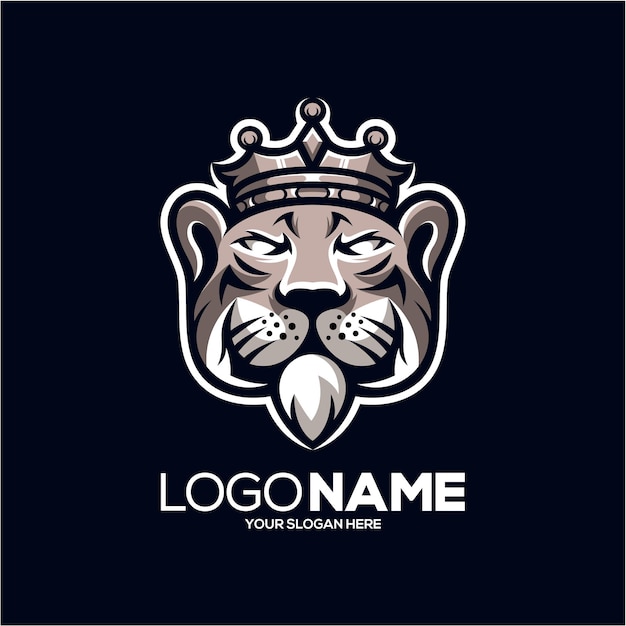 Premium Vector | Tiger king mascot logo design illustration