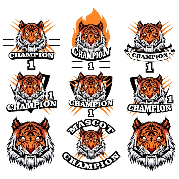Premium Vector | Tiger logo set